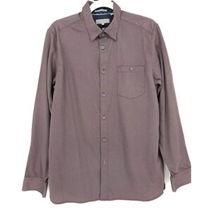 Ted Baker Mens Maroon Geo Print Stretch Button Down Shirt 4/LRG Luxury Designer